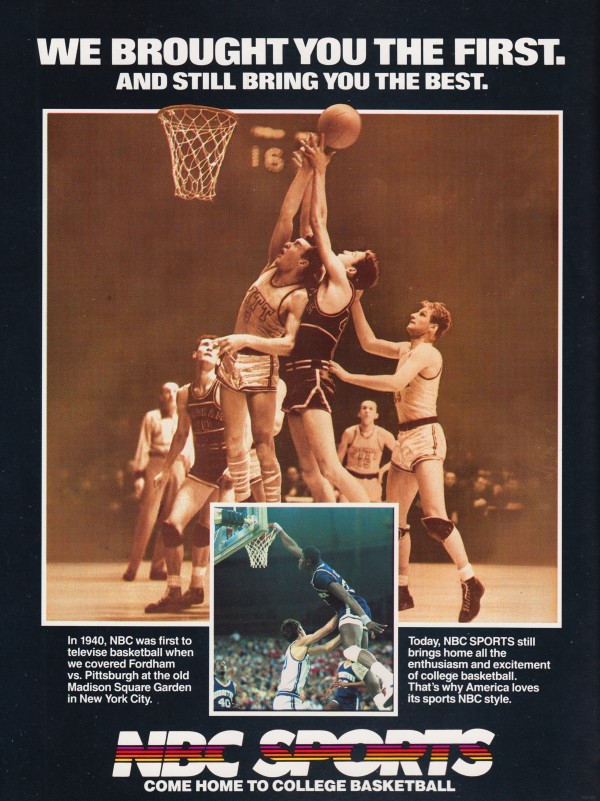 1985 NBC Sports College Basketball Ad  by Row One Brand